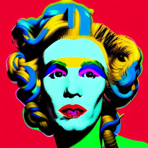 Image similar to an extremely psychedelic portrait of andy warhol as medusa, surreal, lsd, face, detailed, intricate, elegant, lithe, highly detailed, digital painting, artstation, concept art, smooth, sharp focus, illustration