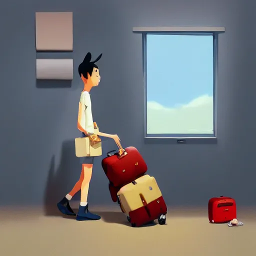 Image similar to goro fujita ilustration packing the car with luggage before going on a trip, painting by goro fujita, sharp focus, highly detailed, artstation