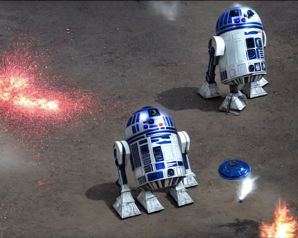 Image similar to footage of R2D2 exploding