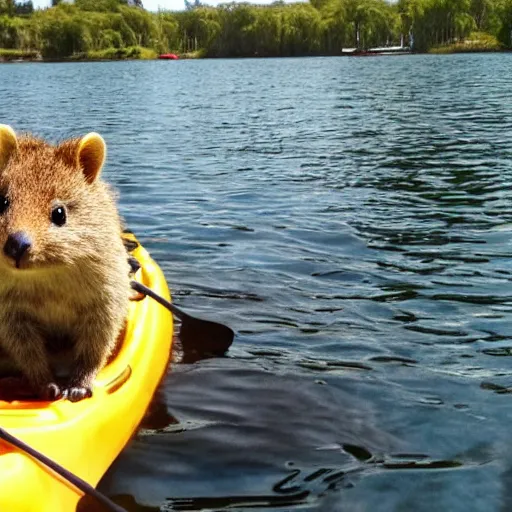 Image similar to a quokka on a kayak