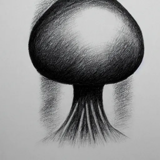 Image similar to vladimir putin wearing a nuclear mushroom cloud blast for a hat, cartoonish, ultra detailed pencil drawing, medium distance