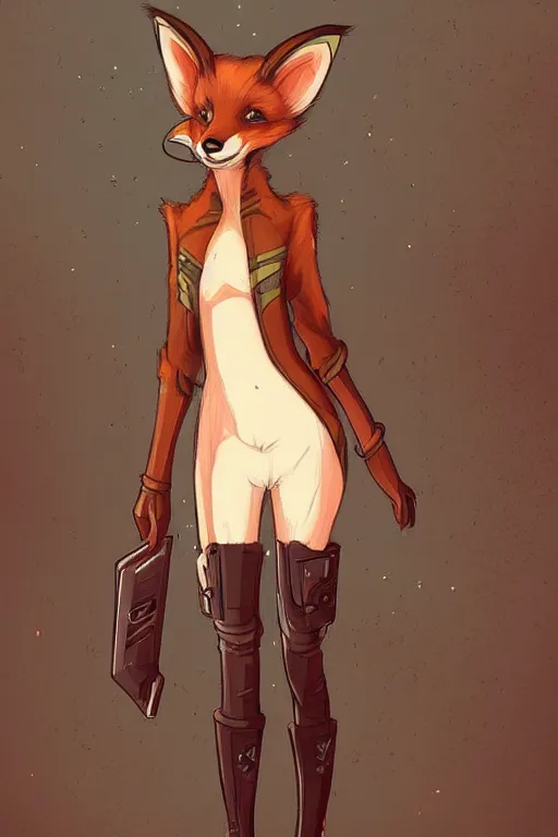 Image similar to a fox fursona, trending on artstation, by kawacy, furry art, digital art, cyberpunk, high quality