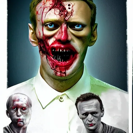 Image similar to navalny became bloody ugly lovecraftian degenerate abomination, photo - realistic, color image, 2 k, highly detailed, bodyhorror, occult art