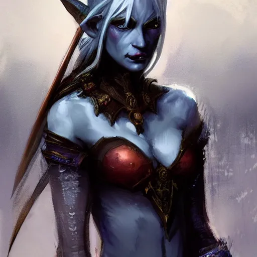 Prompt: portrait of a drow elf, dungeons and dragons character, castle background, gorgeous view, realistic, high detail, digital art, painted by greg rutkowski, painted by jeremy mann, trending on artstation