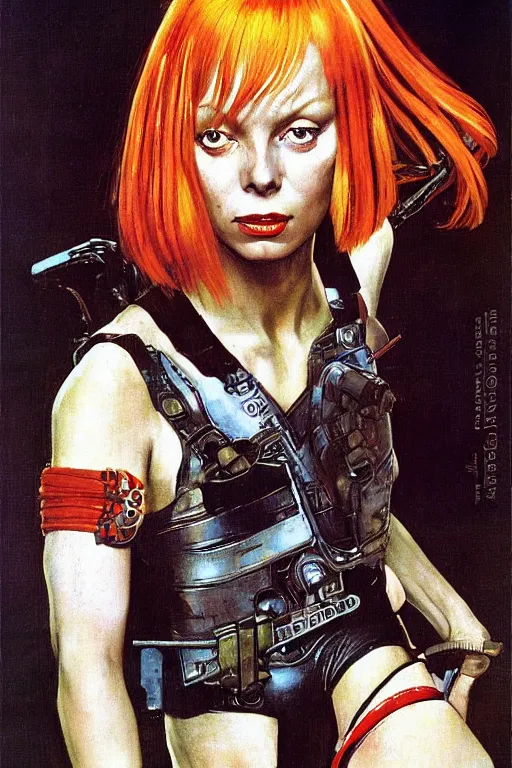 Image similar to Leeloo from the movie The Fifth Element painted by Norman Rockwell