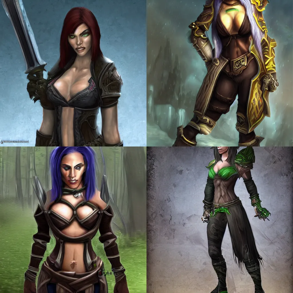 Image similar to world of warcraft human realistic female rogue