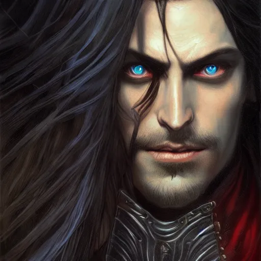Image similar to alucard from castlevania as a realistic fantasy d & d character, close - up portrait art by donato giancola and greg rutkowski, realistic face, digital art, trending on artstation, 4 k