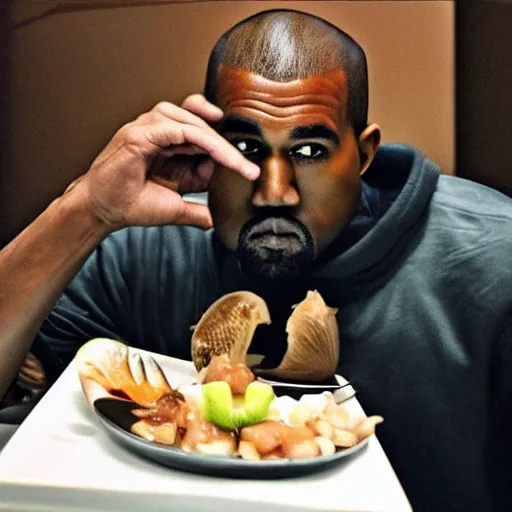 Prompt: Kanye West eating cebiche