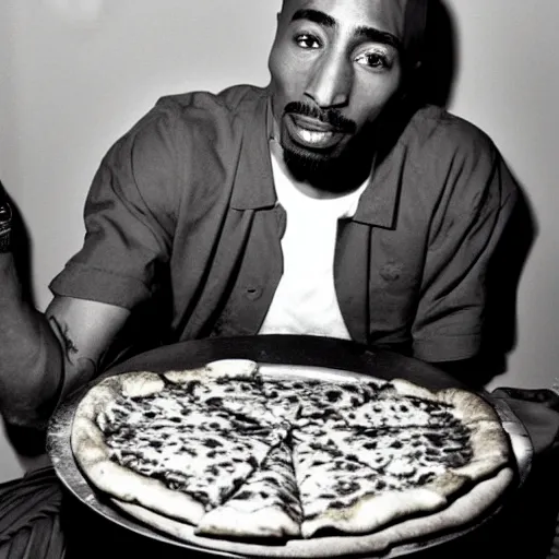 Image similar to tupac shakur eating pizza