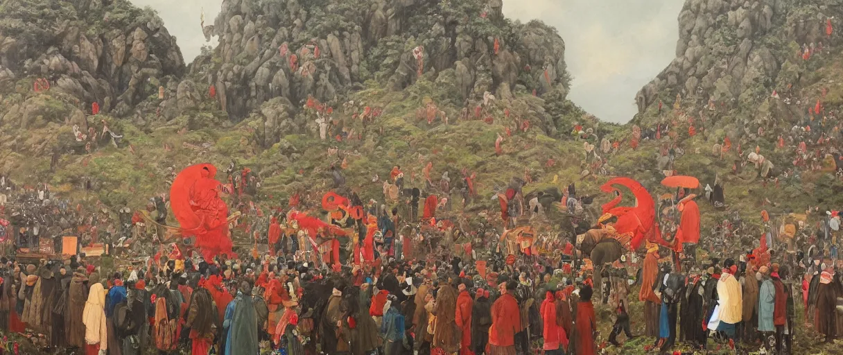 Image similar to a gigantic 2 1 savage moving a grand stone on the hill, oil painting, by xue jiye