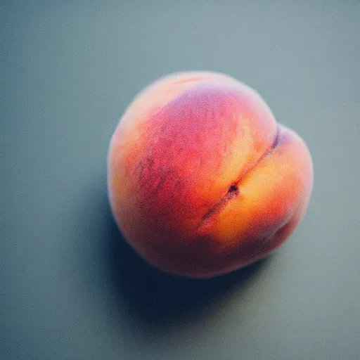 Image similar to a macro photo of a round peach's dry hairy skin, hyper realistic, hyper detailed, 35mm, very grainy film, pink volumetric studio lighting, bokeh, black background award winning shot, vogue magazine, cinematic, 8k, very closeup, elegant, tender, pastel