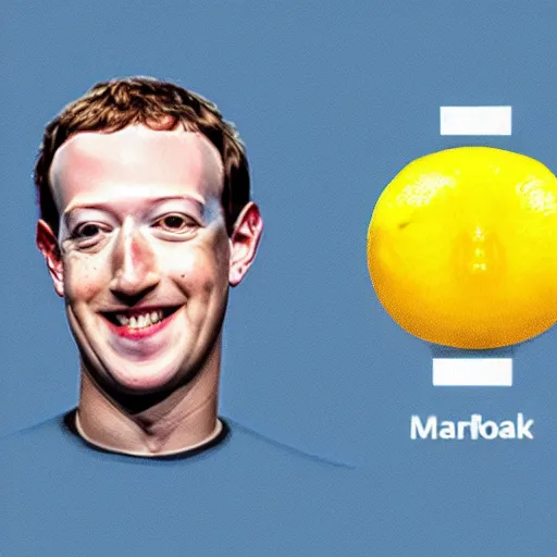 Prompt: a lemon in the shape of Mark Zuckerberg's head