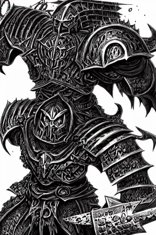 Image similar to chaos warrior, fantasy, warhammer, highly detailed, digital art, sharp focus, trending on art station, kentaro miura manga art style