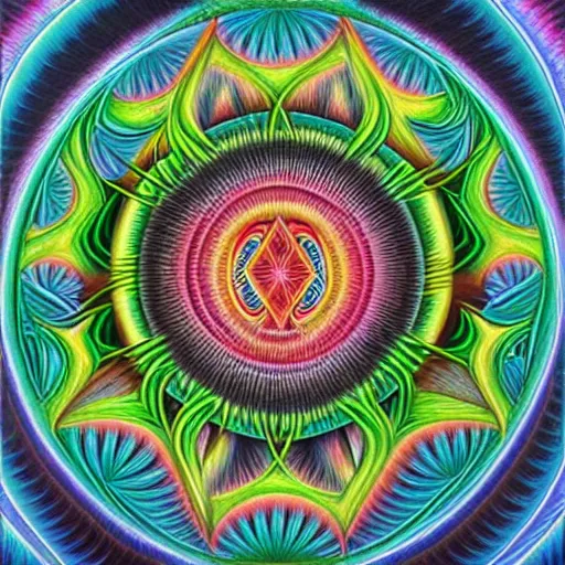 Image similar to artwork by alex grey