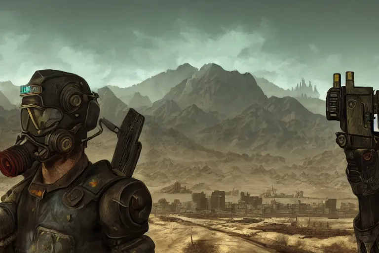 Image similar to beautiful matte masterpiece inspired by fallout : new vegas game, artstation,