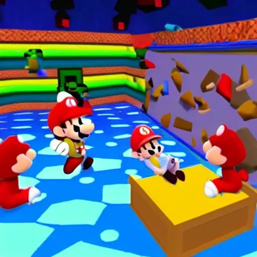 Image similar to a still of the eric andre show, super mario 6 4 graphics