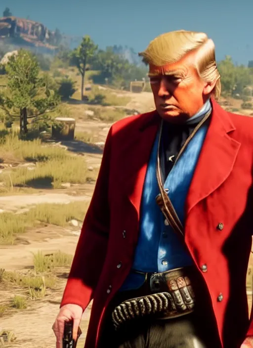 Image similar to film still of donald trump in red dead redemption 2 ( 2 0 1 8 video game )