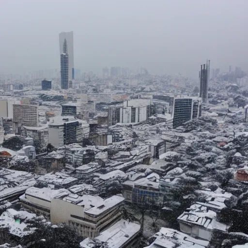 Prompt: sao paulo city with snowy weather