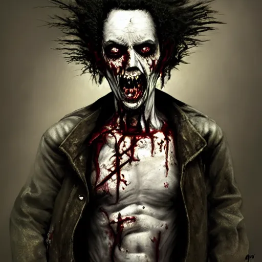 Prompt: young and slim robert smith as a zombie, 7 days to die zombie, fine art, award winning, intricate, elegant, sharp focus, cinematic lighting, highly detailed, digital painting, 8 k concept art, art by z. w. gu, art by brom, art by michael hussar, masterpiece, 8 k