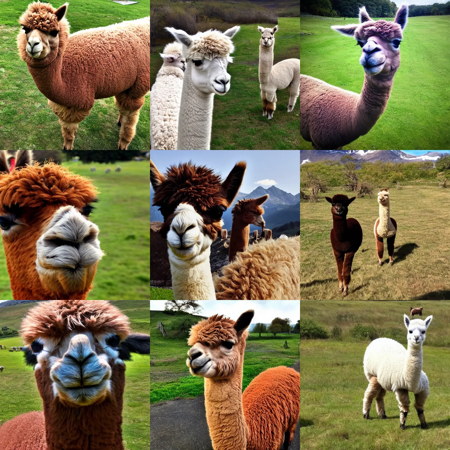 Prompt: <photo quality=hd+ mode=attention-grabbing>Alpaca photobomb</photo>