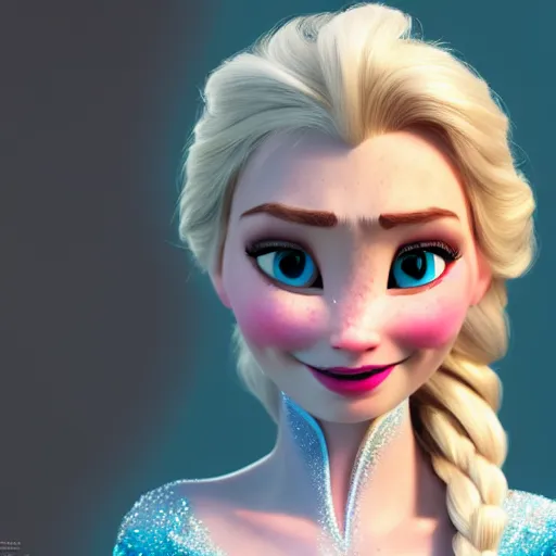 Image similar to elsa from frozen, hyper detailed, digital art, trending in artstation, cinematic lighting, studio quality, smooth render, unreal engine 5 rendered, octane rendered