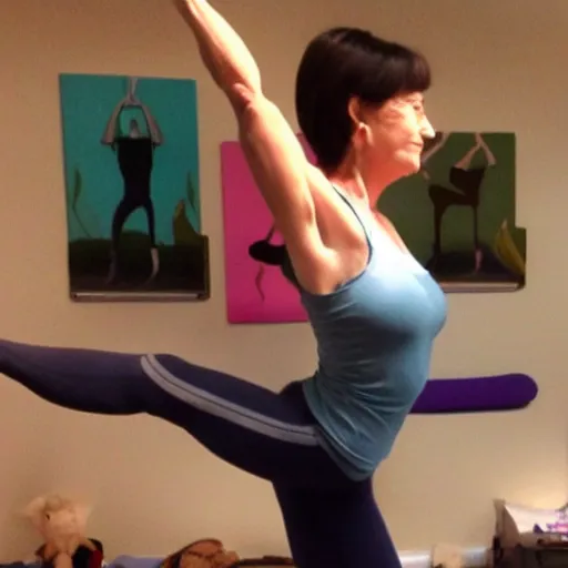 Image similar to pixar mom doing yoga