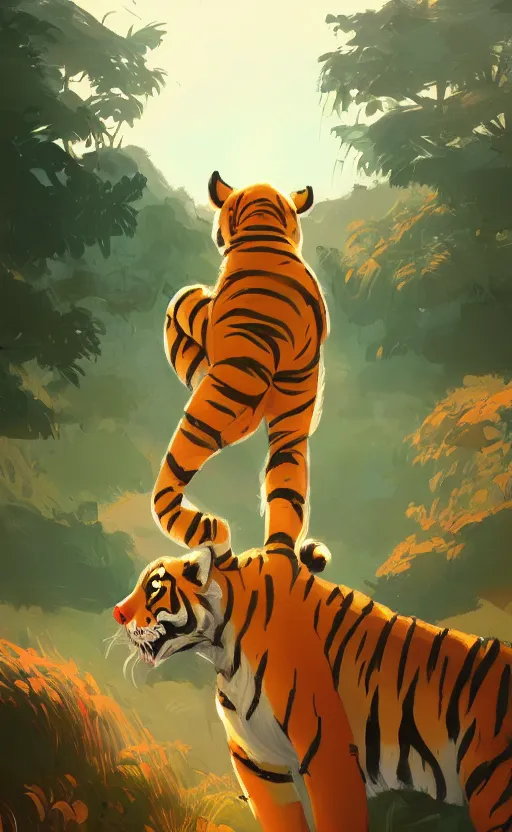 Image similar to a cute tiger character in a scenic environment by atey ghailan, character art, trending on artstation