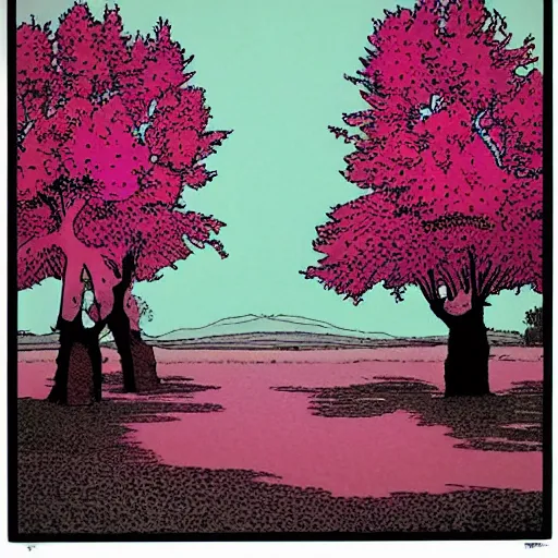 Image similar to Pink tree by moebius