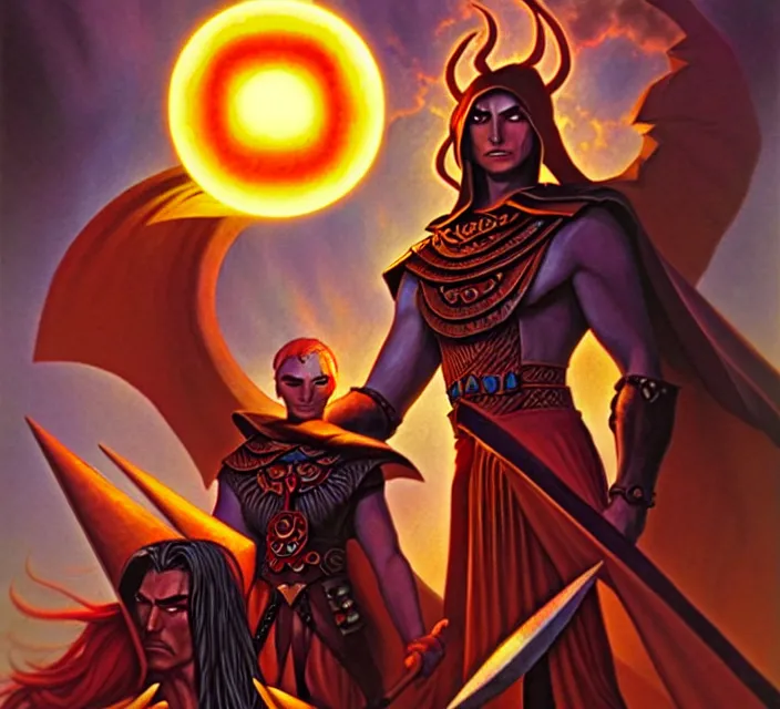 Prompt: the dark sun of athas,'dark sun'- campaign setting, brom's dark sun art