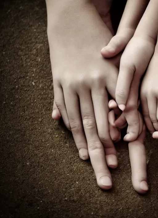 Prompt: a beautiful detailed photo of a teenage girl holding hands with her mother and younger sister, realistic, f 8, 4 k hd wallpaper