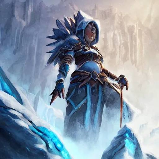 Image similar to cold portrait of ice spikes rising from the ground, epic fantasy style, in the style of Greg Rutkowski, hearthstone artwork