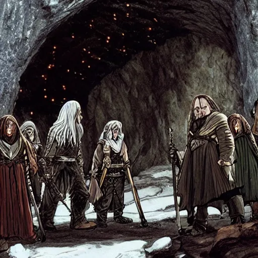 Image similar to followship of the ring entering moria