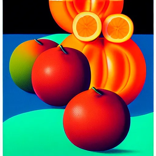 Image similar to orange fruit by shusei nagaoka, kaws, david rudnick, airbrush on canvas, pastell colours, cell shaded, 8 k