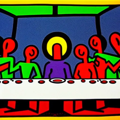 Image similar to The last supper, by Keith Haring