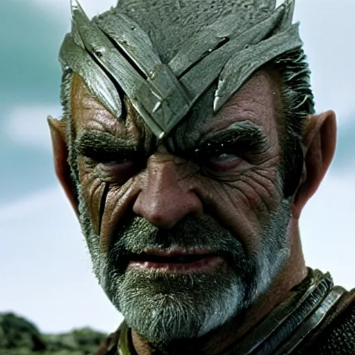 Image similar to an 8 k uhd photo of sean connery as an orc from the lord of the rings movie series