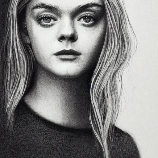 Image similar to professional painting of Elle Fanning in the style of Gustav Bauman, head and shoulders portrait, symmetrical facial features, smooth, sharp focus, illustration, intricate, stormy weather, extremely detailed masterpiece,