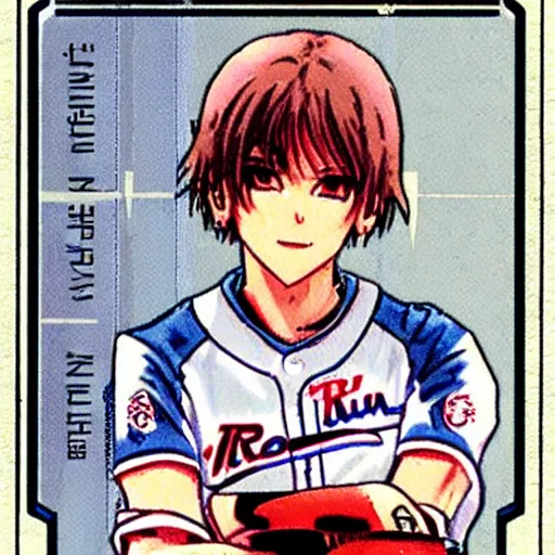 Image similar to rei ayanami baseball card