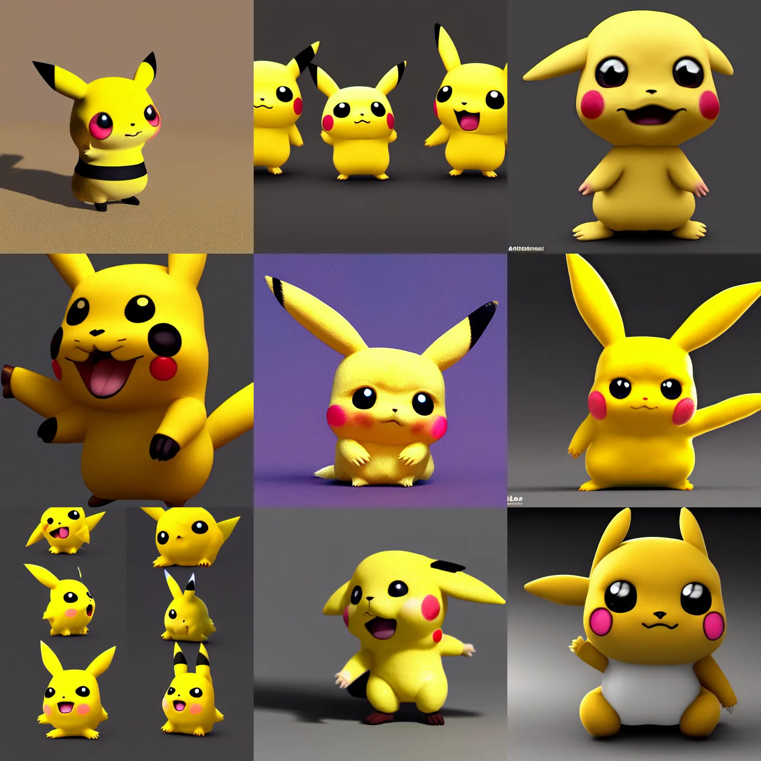 Prompt: chibi pikachu, render, unreal, studio lighting, blender, trending on artstation, 8k, highly detailed