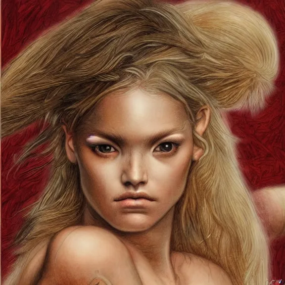 Image similar to a highly detailed portrait in the style of john currin and in the style of luis royo.