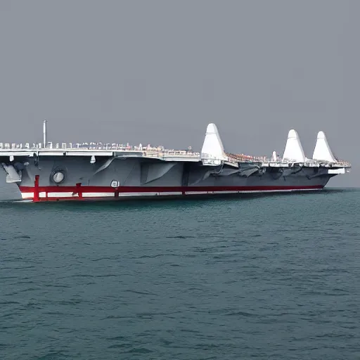 Prompt: photo of an aircraft carrier with sails, sail powered ship, 4 k, hindi subtitles no virus, award winning photo