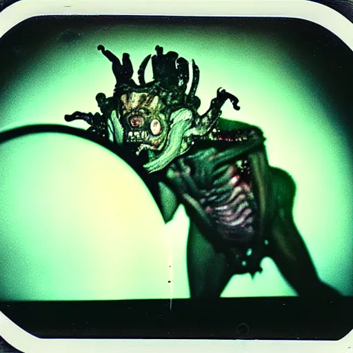 Image similar to vintage polaroid of a nightmarish mutated creature in a science lab, studio lighting, 4 k photo by chris cunningham