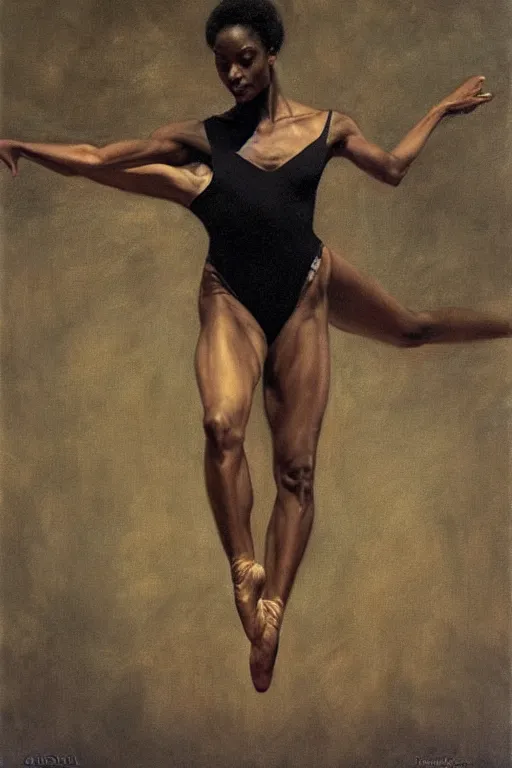 Image similar to portrait of a gorgeous graceful black prima ballerina, by donato giancola and berthold woltze.