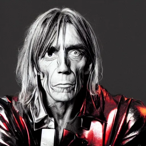 Image similar to Robot Iggy Pop 80% robot 20%man