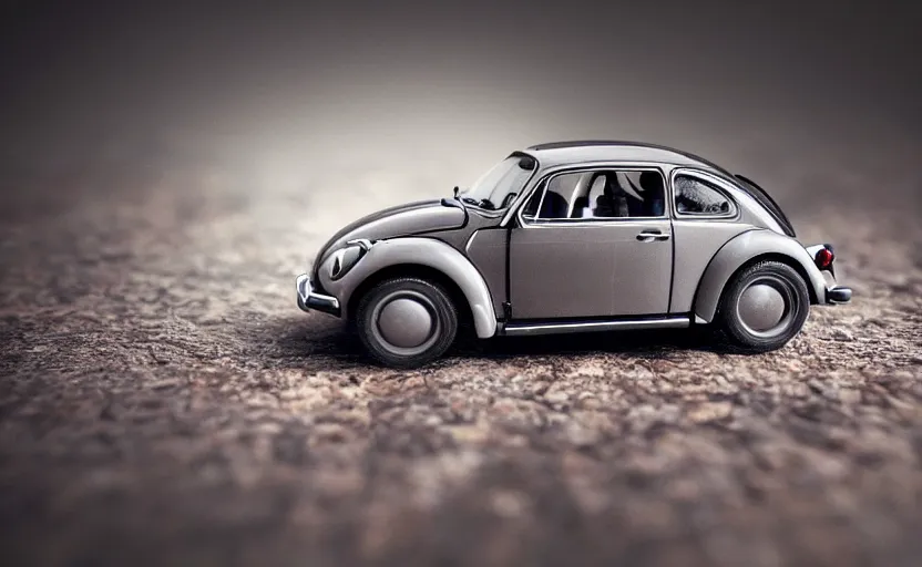 Prompt: a small miniature of a VW Beetle on a glass table near a cup of coffee, hyperrealistic, concept art, macro photo, symmetrical, low contrast, serene scene, warm lighting, path traced, highly detailed, high quality, 4k, complementary colors, calm, relaxing, beautiful, high coherence, octane render, unreal engine 5, home background, trending on Artstation