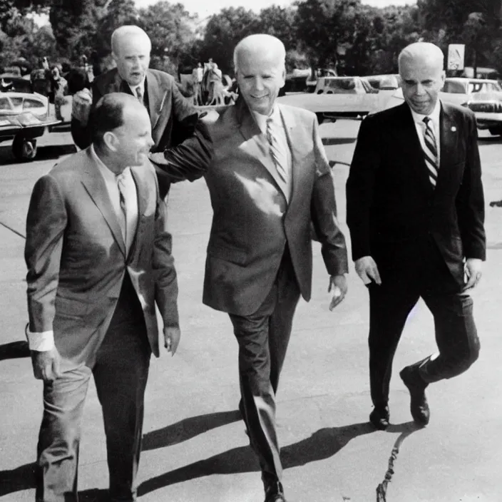 Prompt: Joe Biden walking with Lee Harvey Oswald as walmart