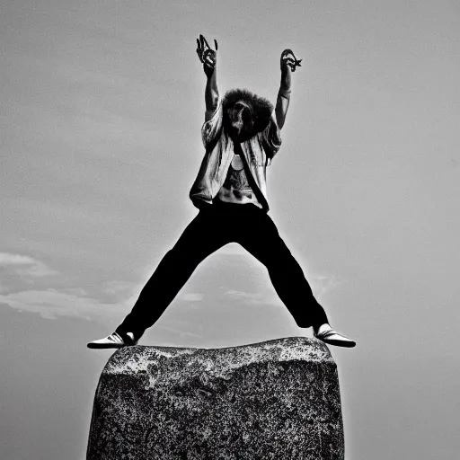 Image similar to portrait of a musical rock god, canon eos r 3, f / 1. 4, iso 2 0 0, 1 / 1 6 0 s, 8 k, raw, unedited, symmetrical balance, wide angle