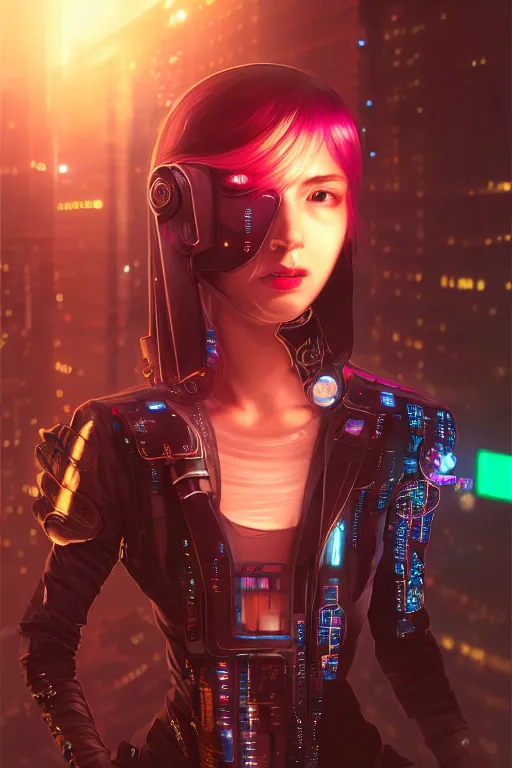 Prompt: portrait futuristic passionate cyberpunk young female Crusader, in futuristic spotlighting tokyo rooftop cyberpunk night, ssci-fi, fantasy, intricate, very very beautiful, elegant, neon light, highly detailed, digital painting, artstation, concept art, soft light, hdri, smooth, sharp focus, illustration, art by tian zi and craig mullins and WLOP and alphonse mucha