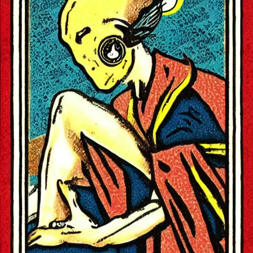 Image similar to tarot card fool graphic design vintage cursed