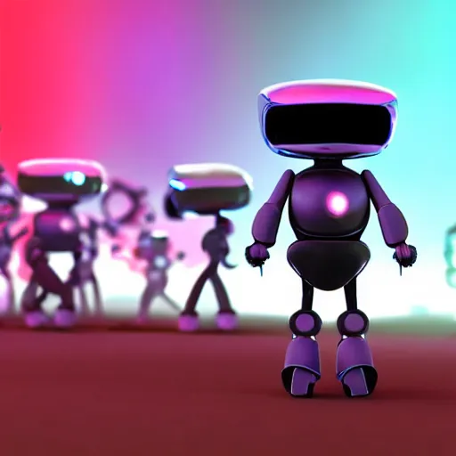 Image similar to promotional movie still wide - angle 3 0 m distance. nanorobots ( ( cat ) ) 1 million into the future ( 1 0 0 2 0 2 2 ad ). super cute and super deadly. nanorobots like disco music and dance - offs. cinematic lighting, dramatic lighting. octane 3 d, style saturday night fever