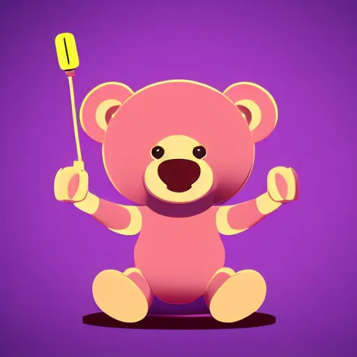 Image similar to iconic vector logo of cute cuddly pink bear with a podcast microphone, melodic, headphones, music, streaming, dreamy, isometric, adorable, octane render, golden ratio, 4k UHD, iconic design